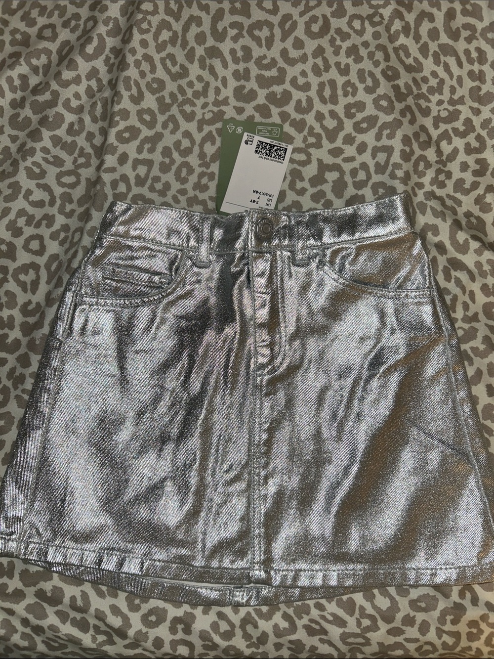 NWT H&M Metallic Silver Mini Skirt - Shimmer A-Line